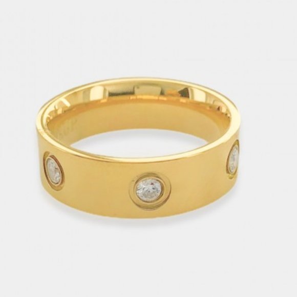 Jewelry - NEW 18K Gold Plated Stainless Steel CZ Simulated Diamonds Ring